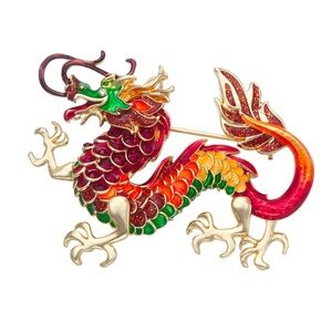 Napier Gold Tone Pin Into Winter | Dragon Pin